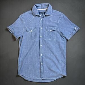 Company Eighty One Camp Shirt Mens Blue Chambray Short Sleeved Western M